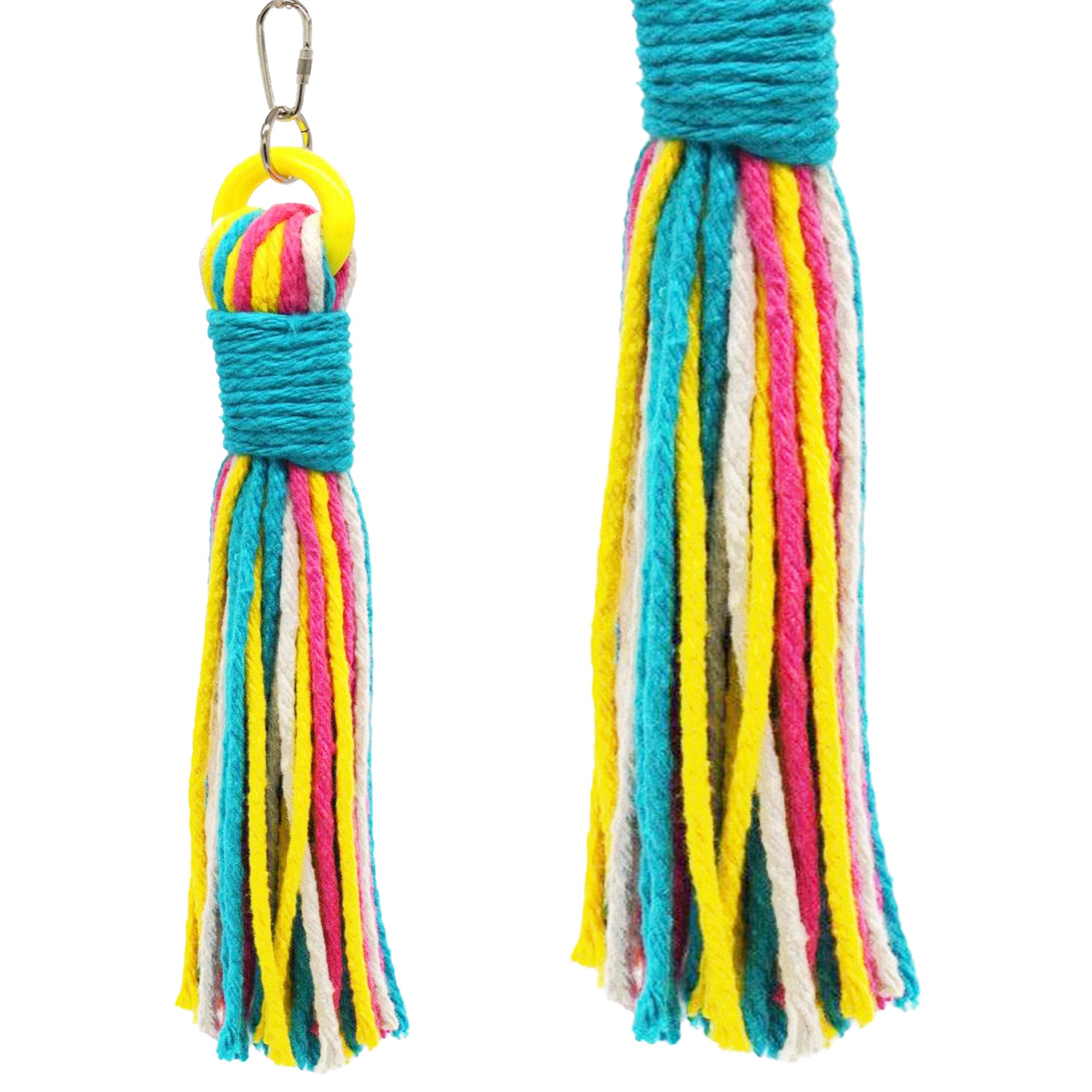 Sweet Feet and Beak Platinum Tweeter Weave Bird Toys - Perfect Cage Toy for Playing & Preening - Colorful, Safe, Cotton Rope - Birds Cage Playground Accessories & Supplies - Parrot Toys (Large)