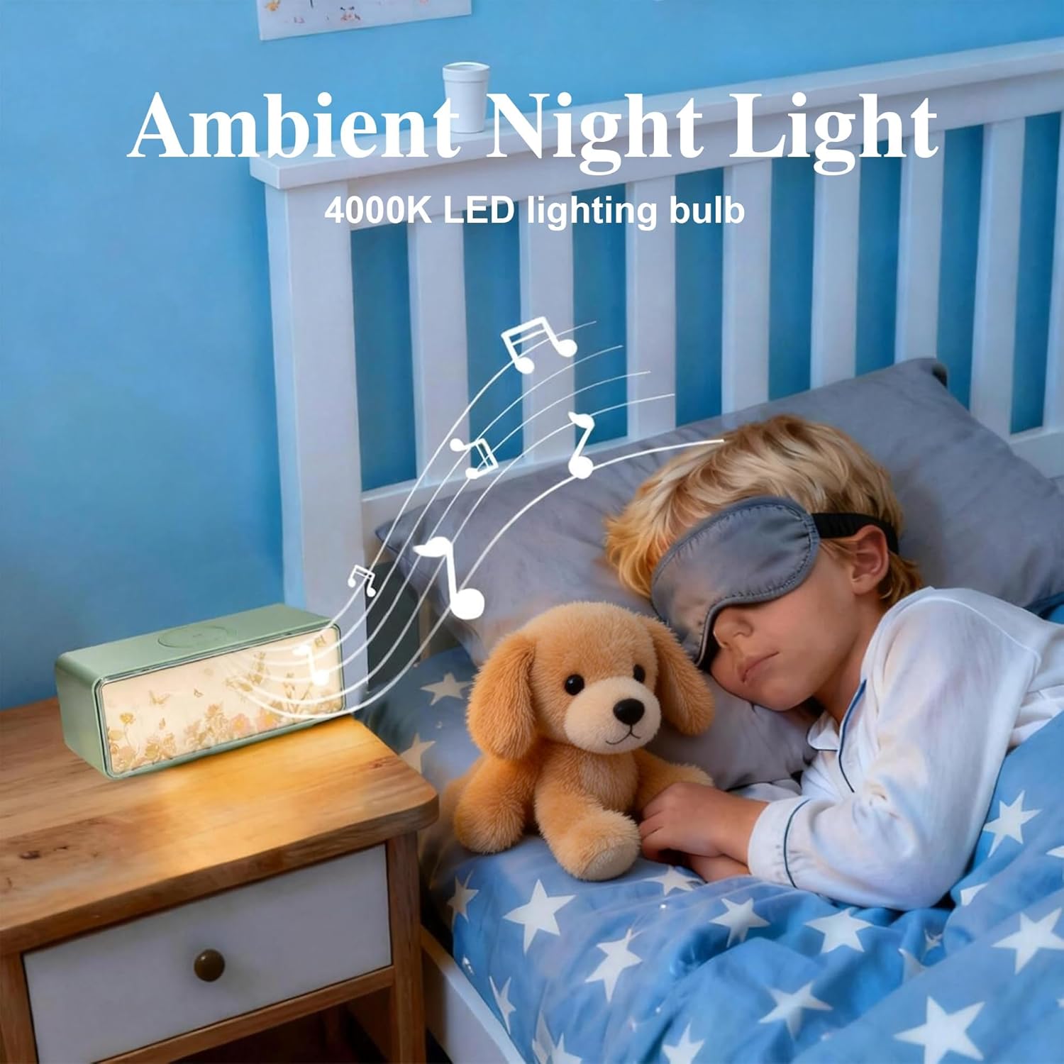 DUSVALLY Bluetooth Speaker with Fast Wireless Charger, Adjustable Night Light for Bedroom, Pillow Speaker for Sleeping–4-in-1， Green