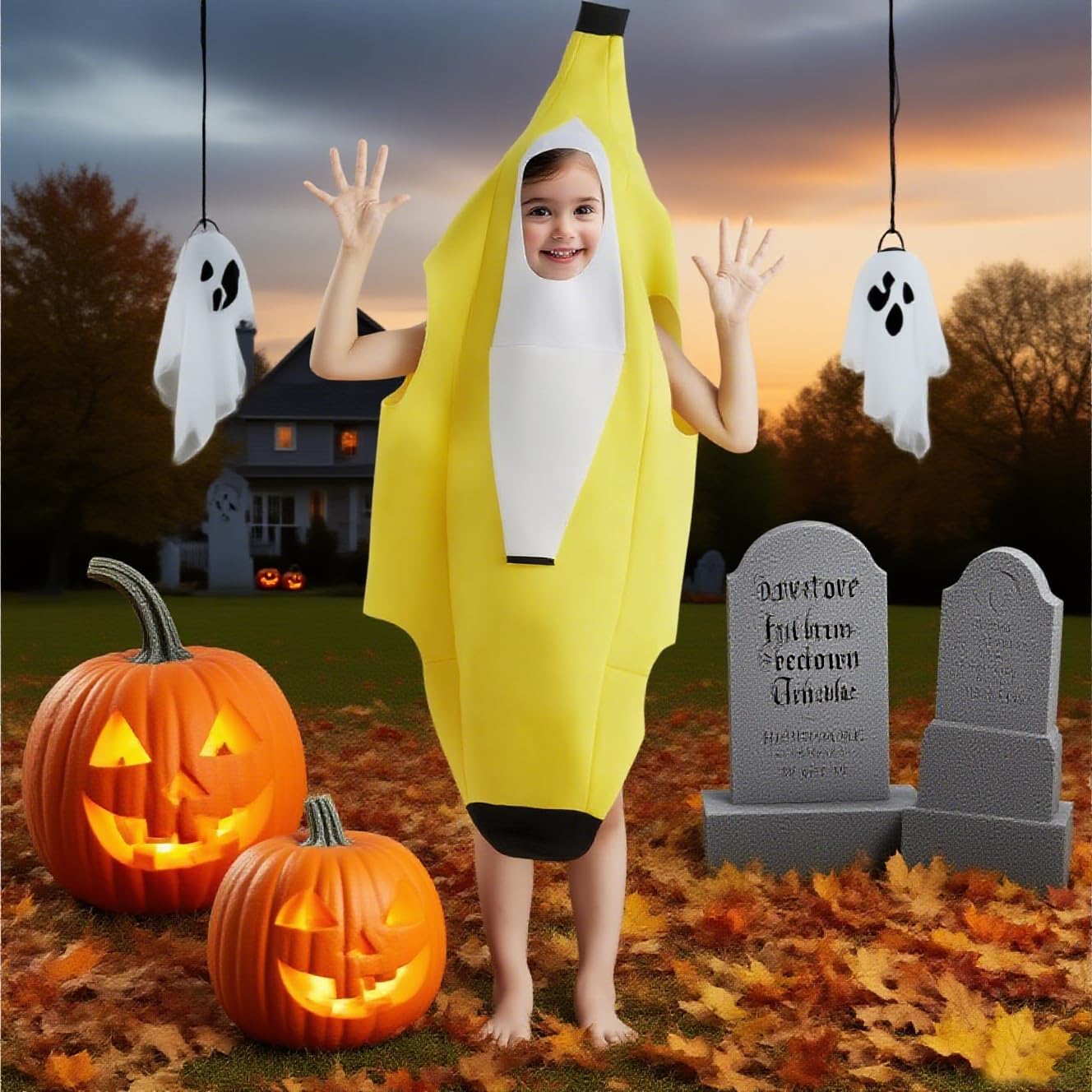 Kids Banana Costume for Halloween – Funny Banana Suit for Boys & Girls Cosplay Dress Up Party Outfit - Image 5