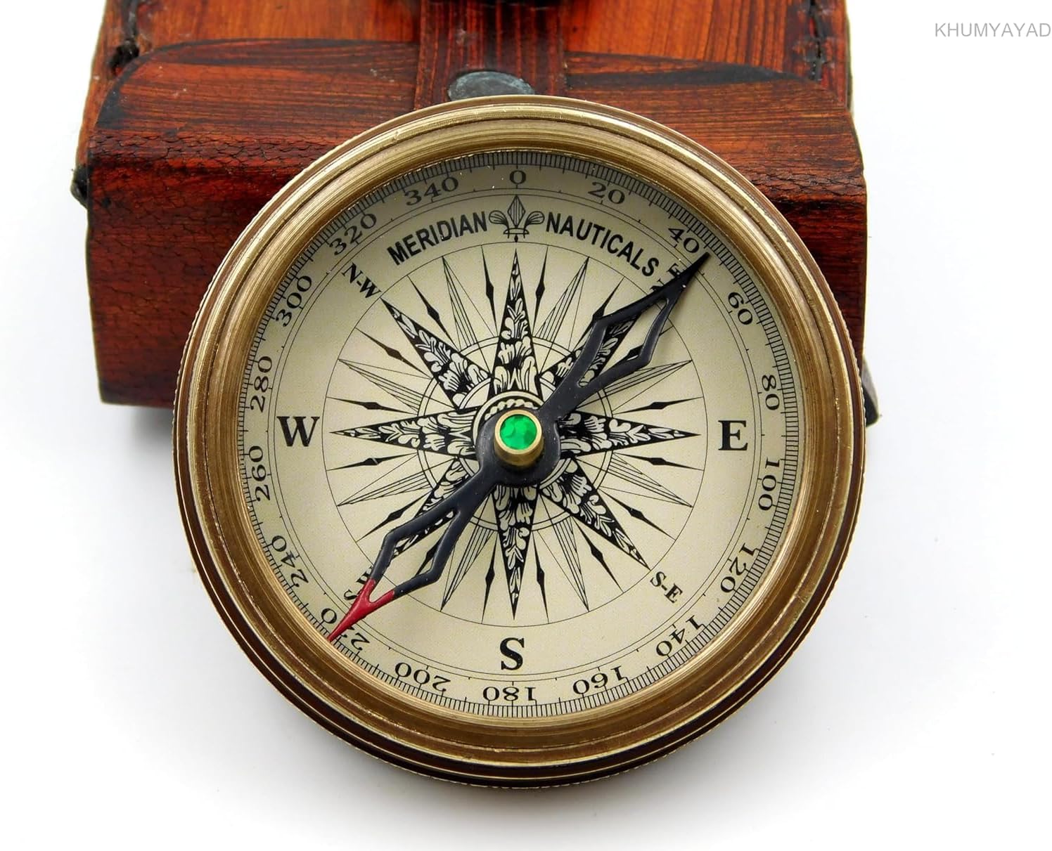 Brass Handmade Fully Functional Compass with Leather Case & Robert Frost Poem Engraved