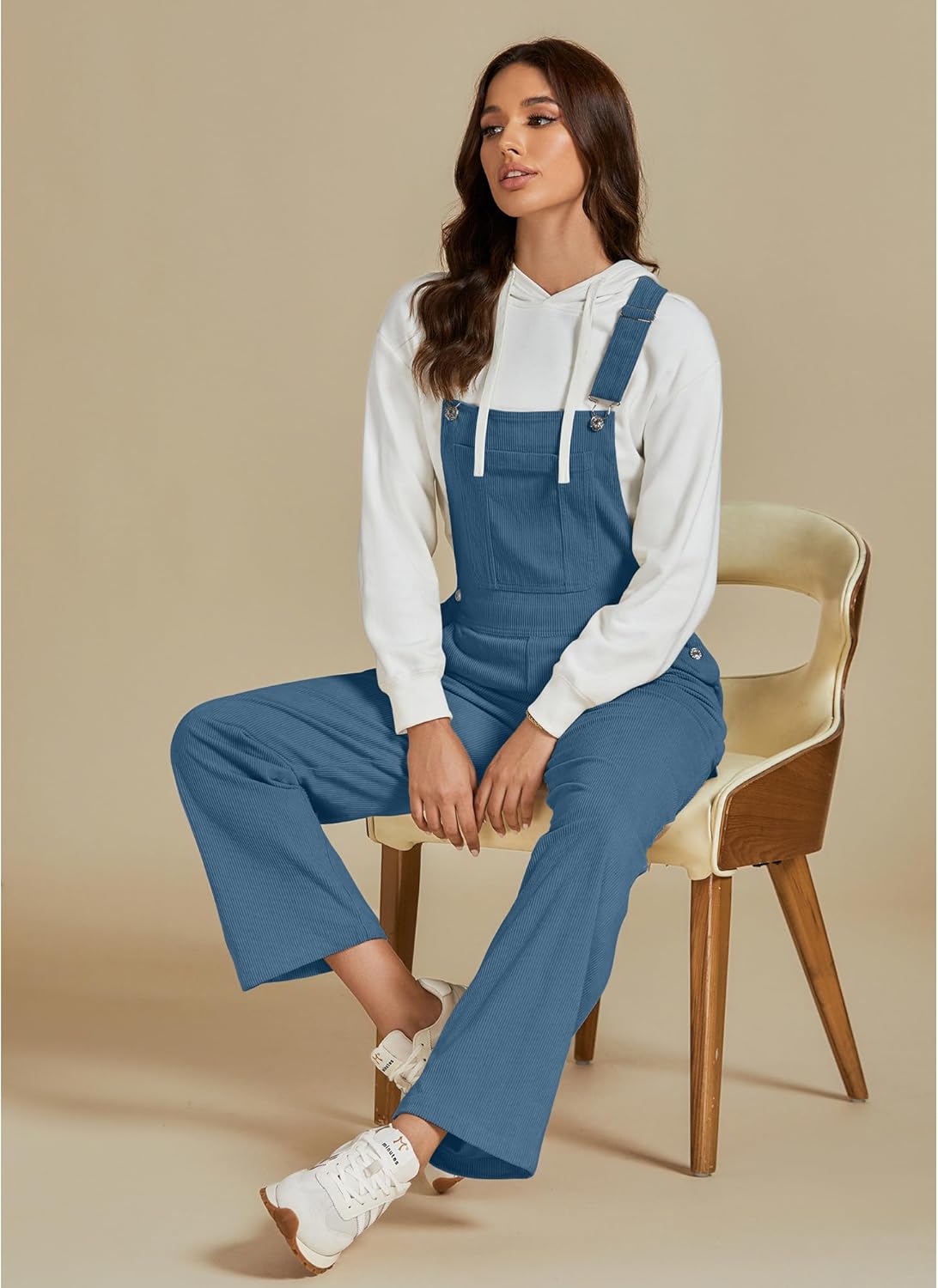 luvamia Corduroy Overalls for Women Bib Straight Leg Baggy Carpenter Adjustable Strap Fall Jumpsuit Overalls with Pocket - Image 8