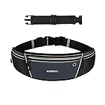 ANBEKO Running belt for Men Women with Extender, Large Capacity Runner Waist Pack with 4 Pockets,Hiking Travel Camp Running Workout Belt Bag,Easy Carry Large Phones, grey
