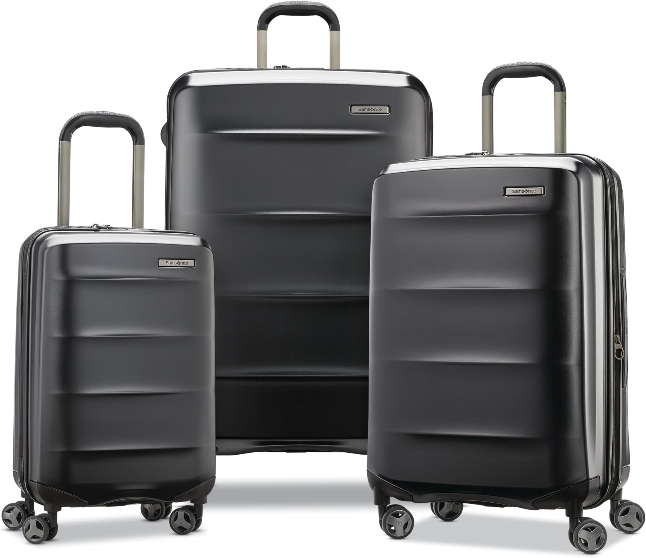 Octiv Lightweight Hardshell 3-Piece Luggage Set (20/24/28) - Durable & Impact Resistant, 360° Aero Trac Spinner Wheels, Adjustable Telescopic Handle, Expandable, TSA Approved Lock - Black