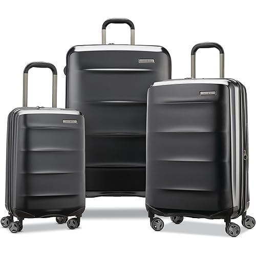 Samsonite Octiv Lightweight Hardshell 3-Piece Luggage Set (20/24/28) - Durable & Impact Resistant, 360° Aero Trac Spinner Wheels, Adjustable Telescopic Handle, Expandable, TSA Approved Lock - Black