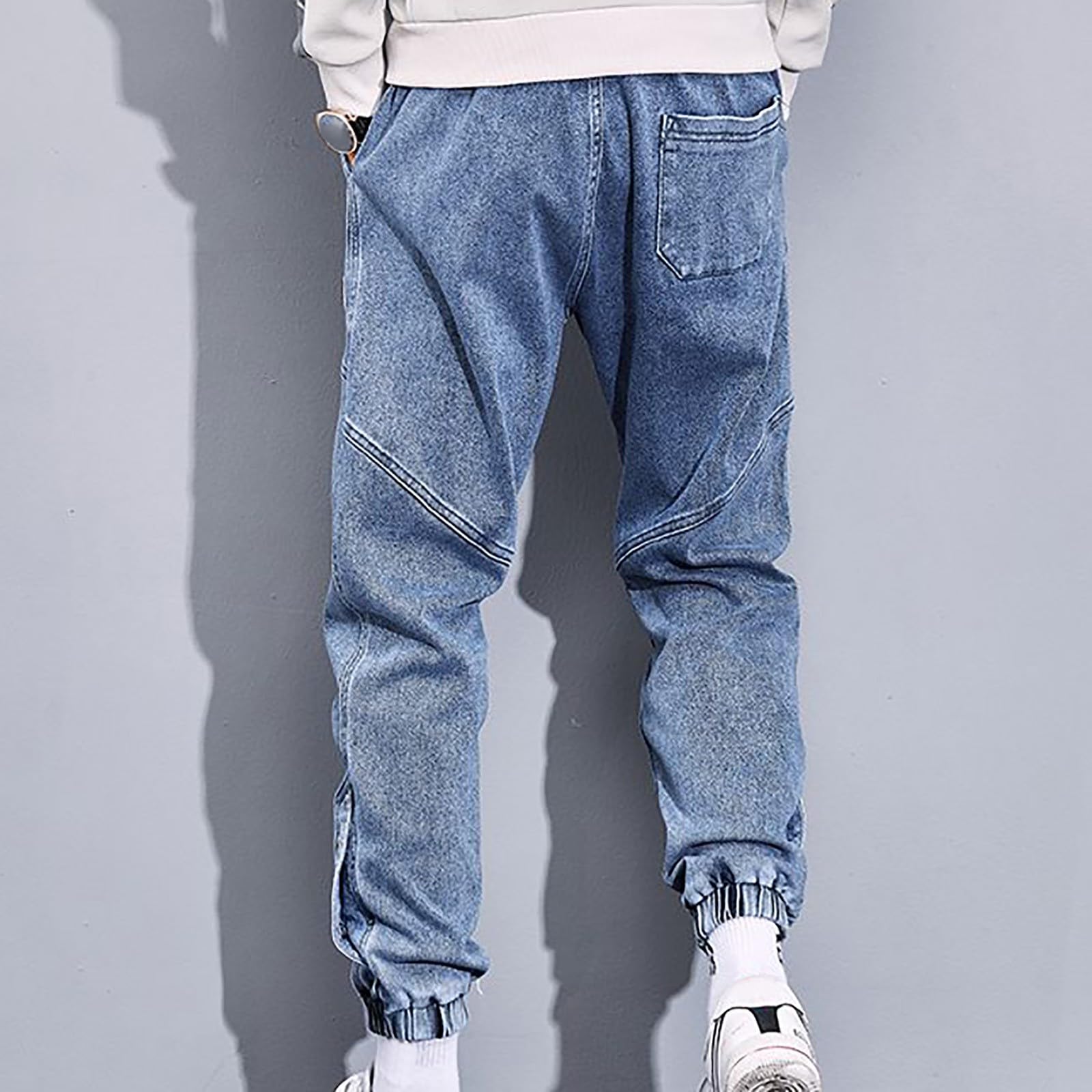 Jeans Uomo Pantaloni Uomo Pantaloni Cargo Con Elastico Alla Caviglia Slim Fit Strappati Elasticizzati A Zampa Nero Larghi Skinny Neri Leggeri Regular Resistenti Estivi Da Lavoro Xl Bianchi Oversize