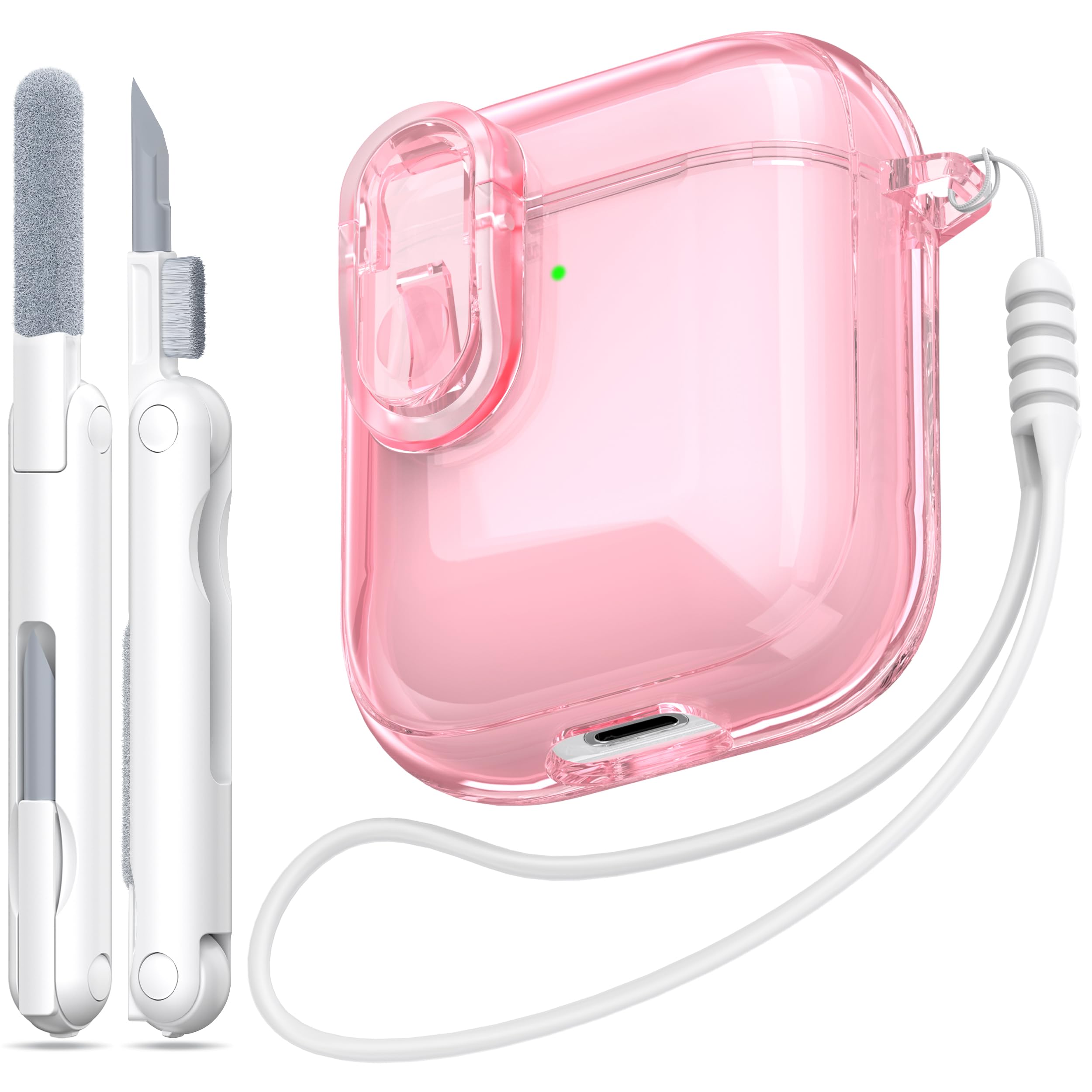 MHYALUDO for Airpods Pro 2nd/1st Generation Case Cover, Compatible with Airpods Pro Case 2nd Gen USB C Charging Port, Clear Soft Transparent Military Grade Shockproof Cover, Clear White — view 29