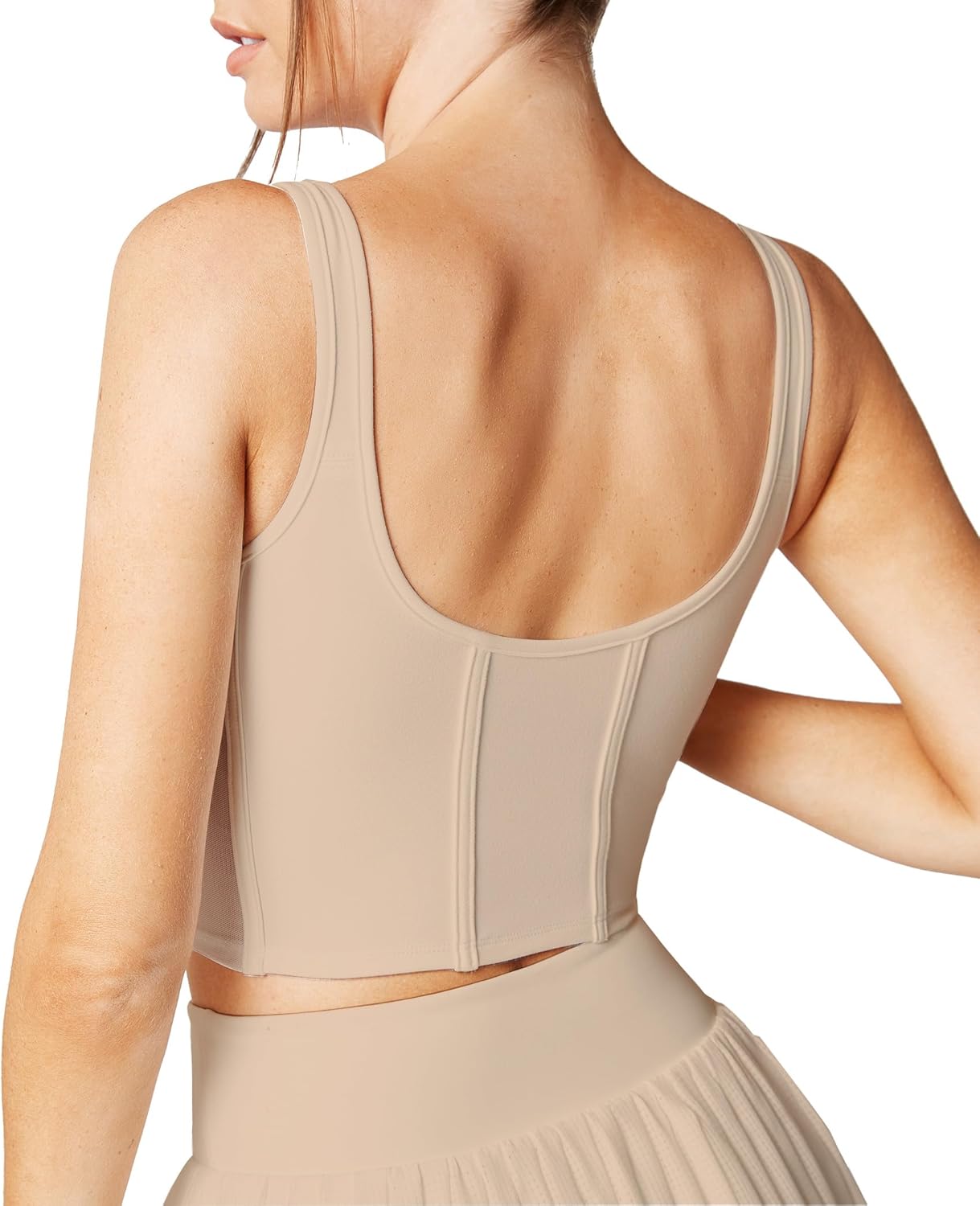 Open Back Padded Built-in Sports Bra Longline Sports Bras Low Back Yoga Fitness Workout Crop Top Tank Bra - Image 4