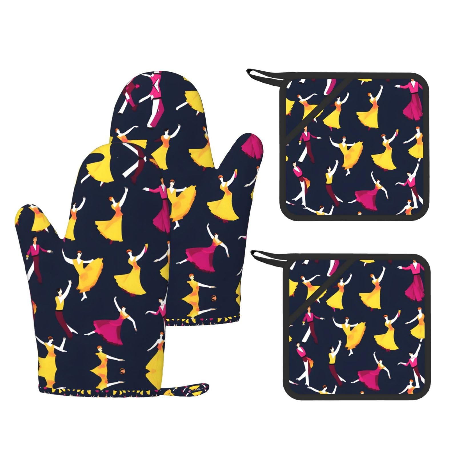 Maniques de cuisine en silicone durable avec motif imprimé élégant lot de 4