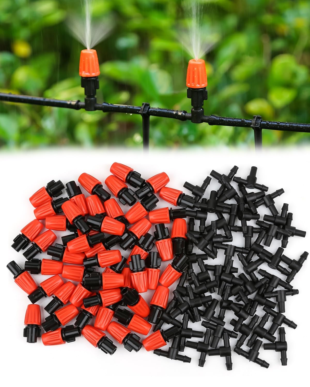 100pcs Adjustable Drip Irrigation Emitters for 1/4" Irrigation Tubing