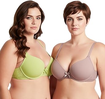 Curve Muse Womens Plus Size Perfect Shape Add 1 Cup Push Up Underwire Tshirt Bra