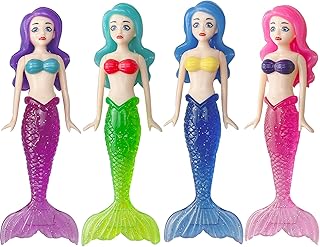 NALACAL 4 Pcs Diving Mermaid with Sparkle Tails Swimming Pool Dive Toys for Kids