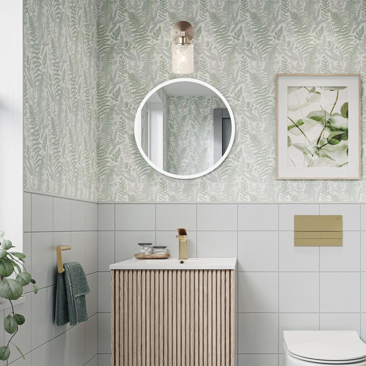 ALICE HOUSE Brushed Nickel Wall Sconce, Farmhouse Bathroom Wall Lamp, Modern Wall Lighting for Living Room Bedroom Hallway AL9082-W1