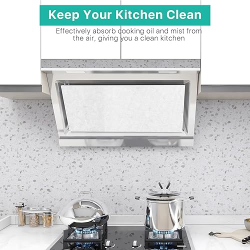 Miniatura 2 de 2 rollos de filtros para campana extractora, filtro de repuesto de tela no tejida con tiras adhesivas y bloque magnético, papel de filtro antiaceite
