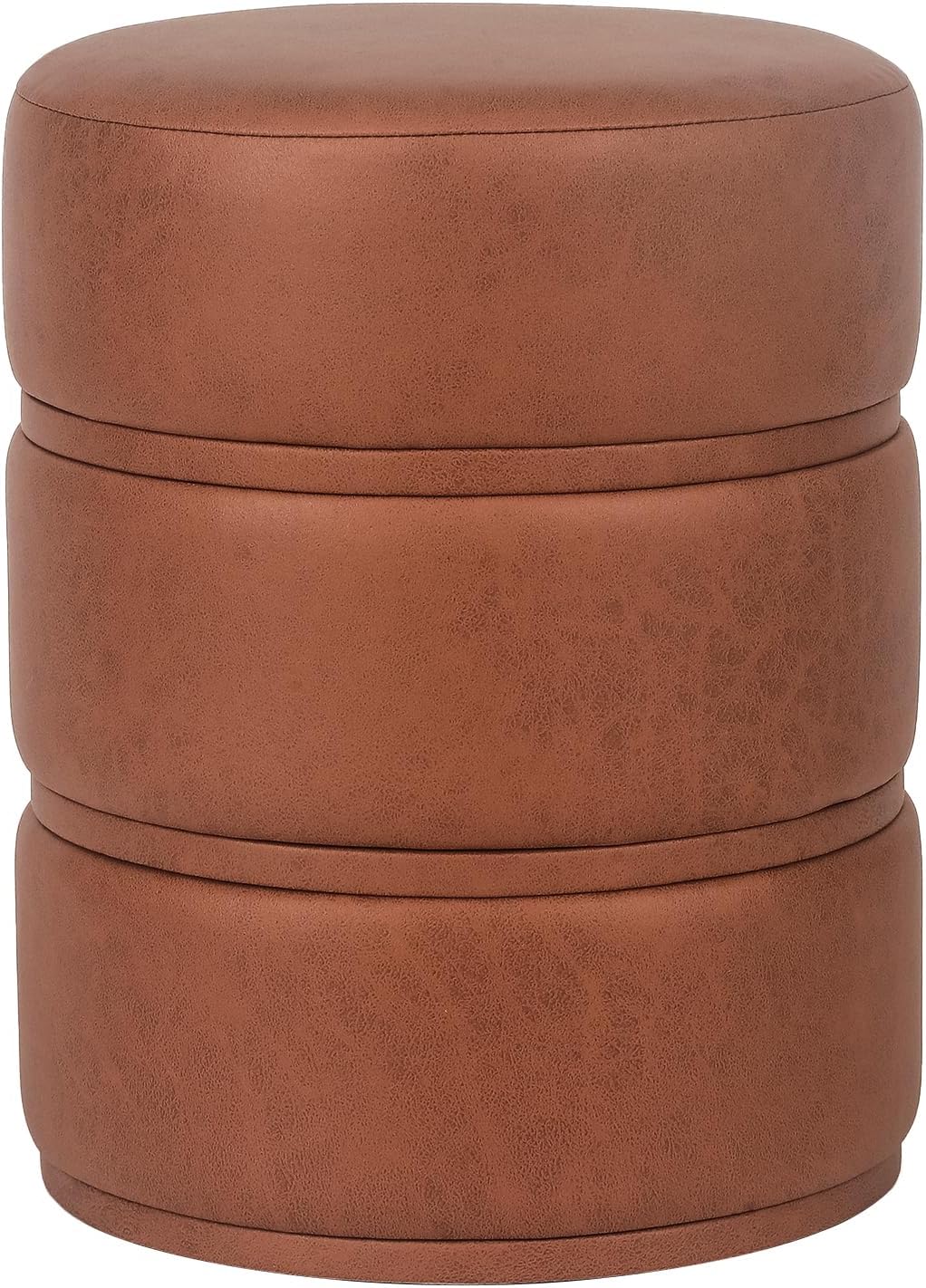 Amazon.com: Edeco Round Ottoman, Modern Faux Leather Ottoman Foot Rest for Couch Upholstered ...