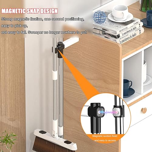 Miniatura 4 de Juego de escoba y recogedor, escoba giratoria de 180 grados, resistente al viento, recogedor de escombros, juego combinado de recogedor de pie para