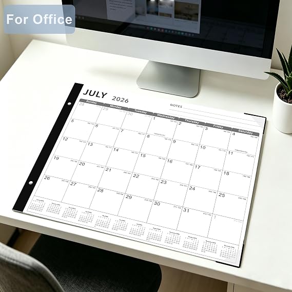 Desk Calendar 2026-2027, 22 x 17 Large Desk Calendar, 18 Mouths From July 2026 to December 2027, Desk top Calendar with Notes and Thick Paper for Home, Office and School