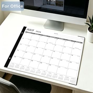 Desk Calendar 2026-2027, 22 x 17 Large Desk Calendar, 18 Mouths From July 2026 to December 2027, Desk top Calendar with Notes and Thick Paper for Home, Office and School