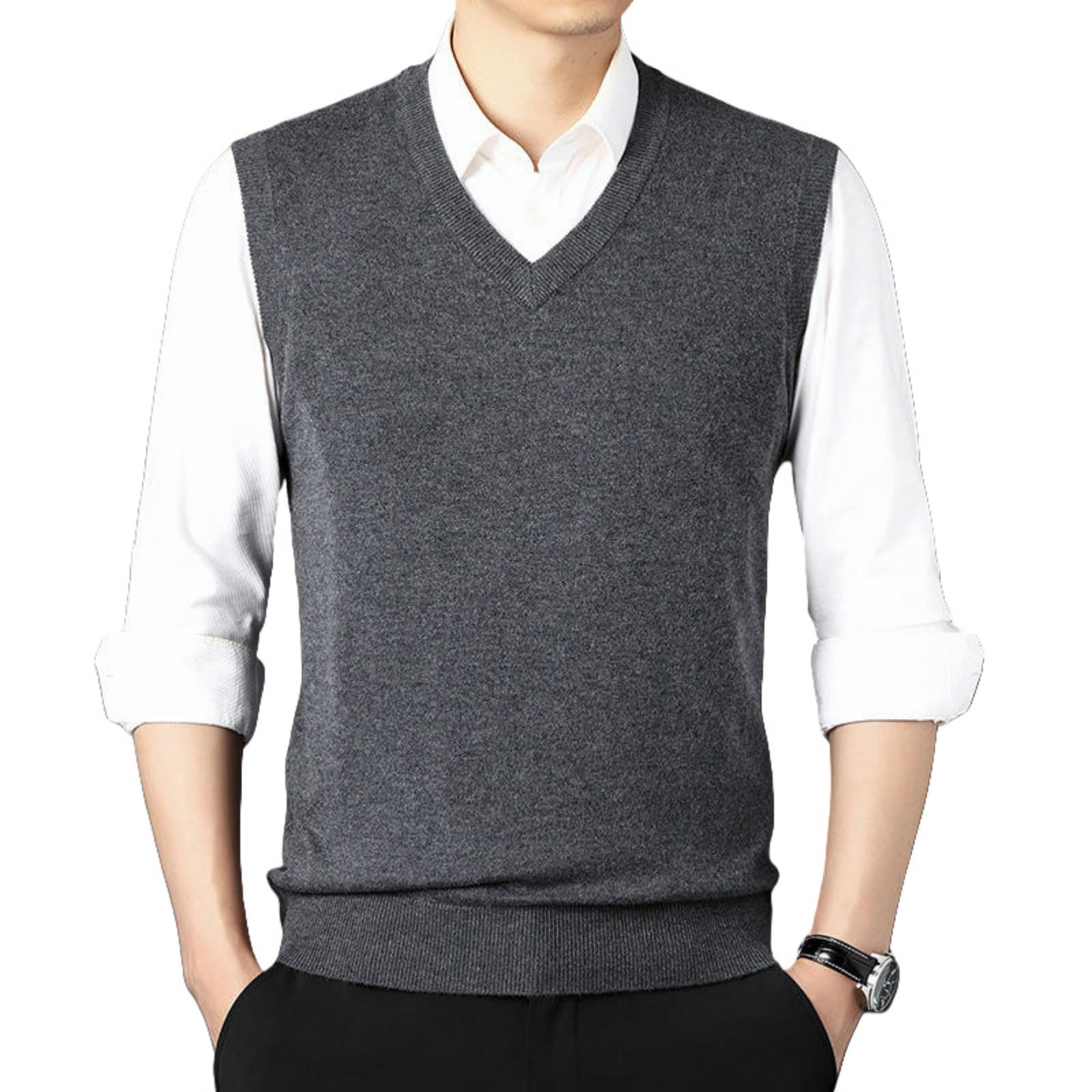 Chaleco de cachemira para hombre ideal para oficina y looks de otoño 8