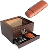CASE ELEGANCE - Renzo Glass Top Humidor, and Travel Case Bundle