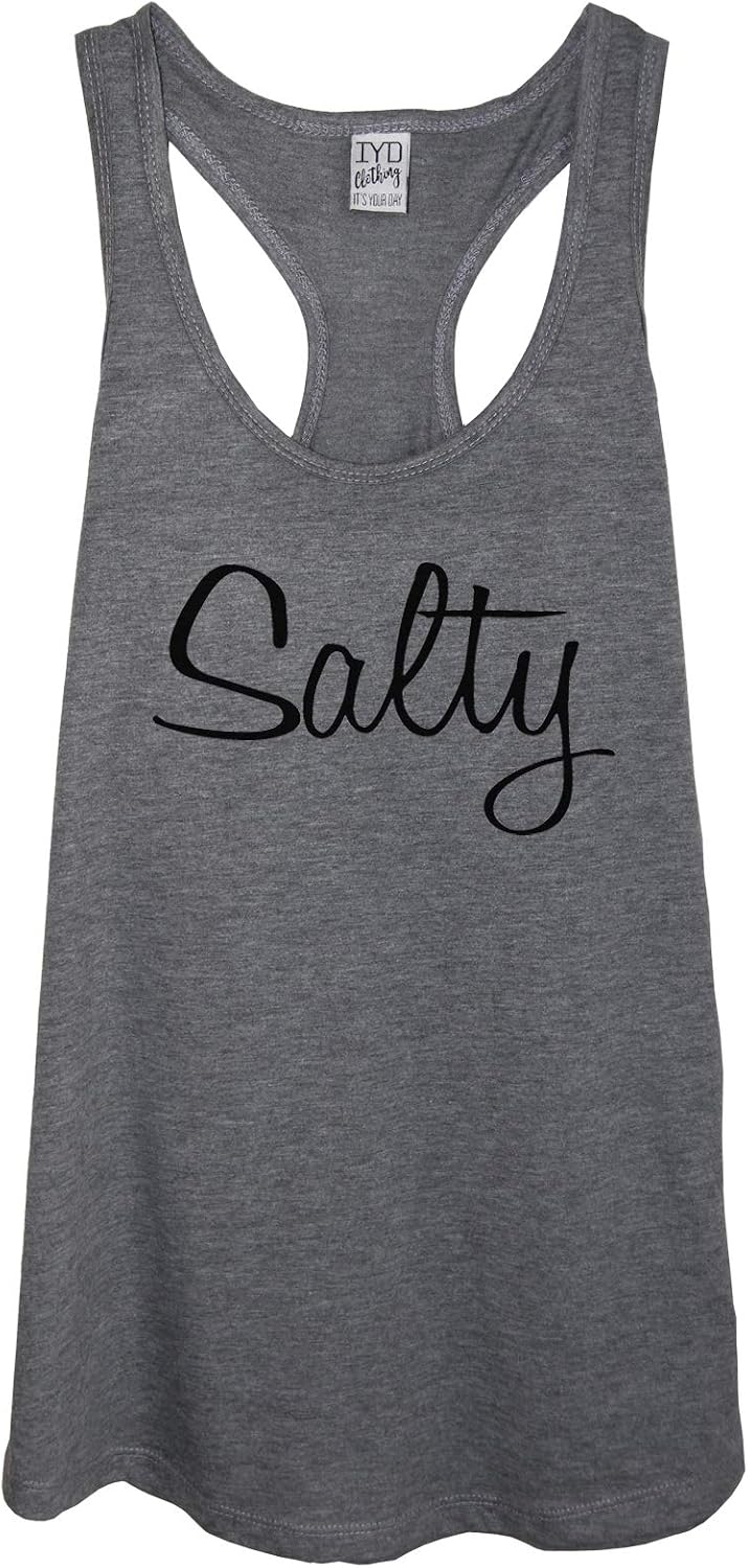 Salty Tank Top for Women - Always Stay Extra The Ocean Made Me Salty Air Graphic Tee Funny Cruise Beach Racerback Tanks