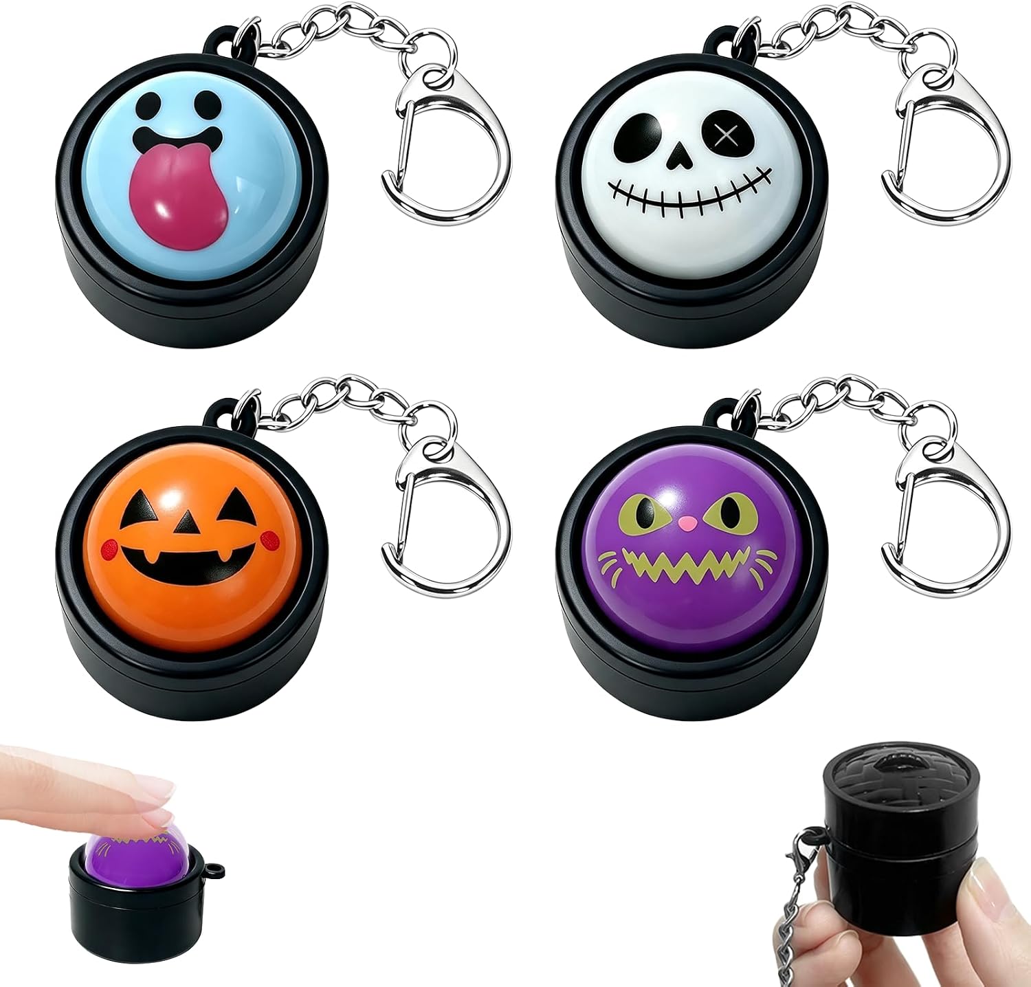 4Pcs Halloween Clicker Fidget Keychain Stress Relief Fidget Toy