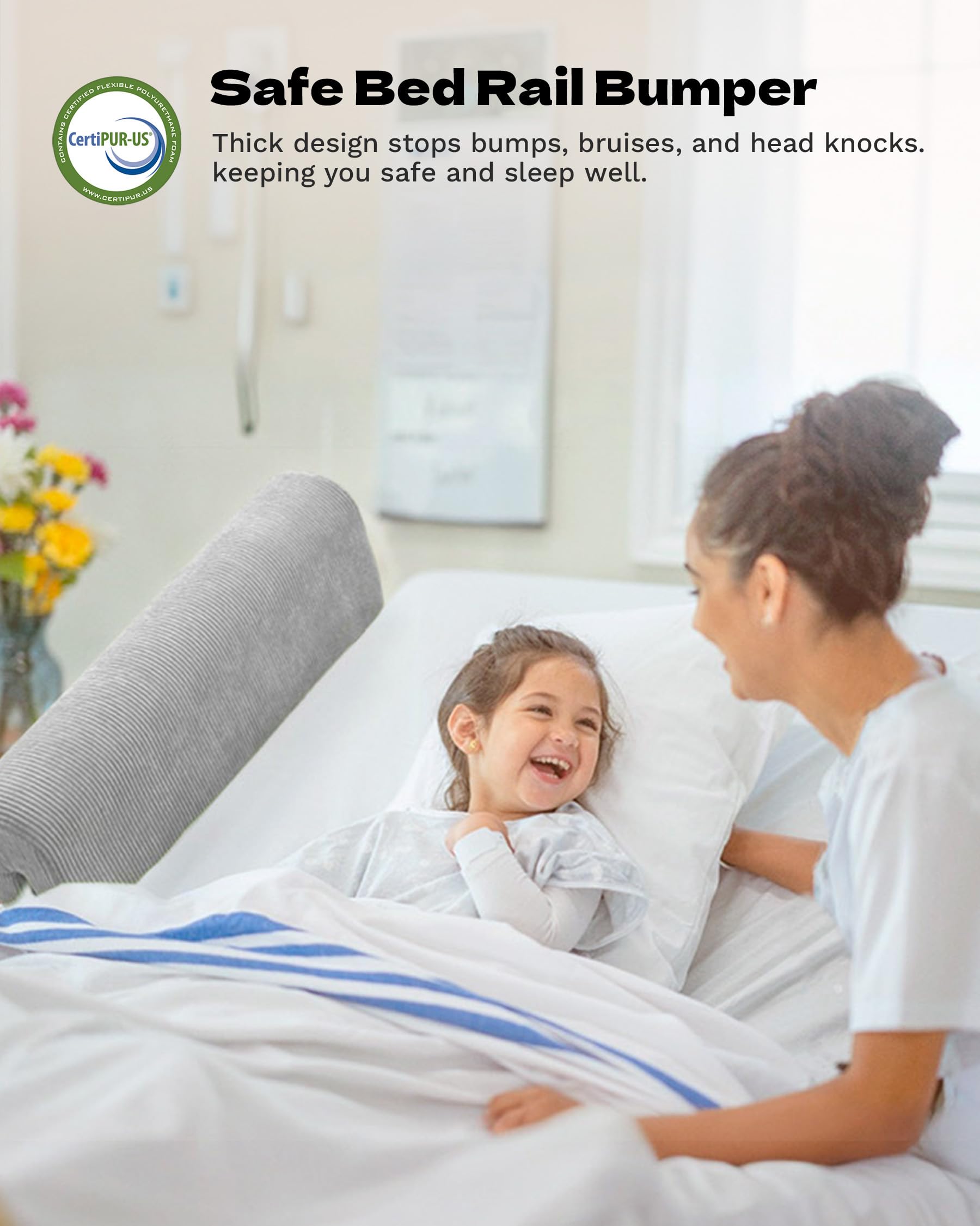 AEOCOO Bed Bumper for Toddlers Bunk Bed and Loft Bed Bumpers Protector, Premium Soft Memory Foam - Anti-bump - Image 2