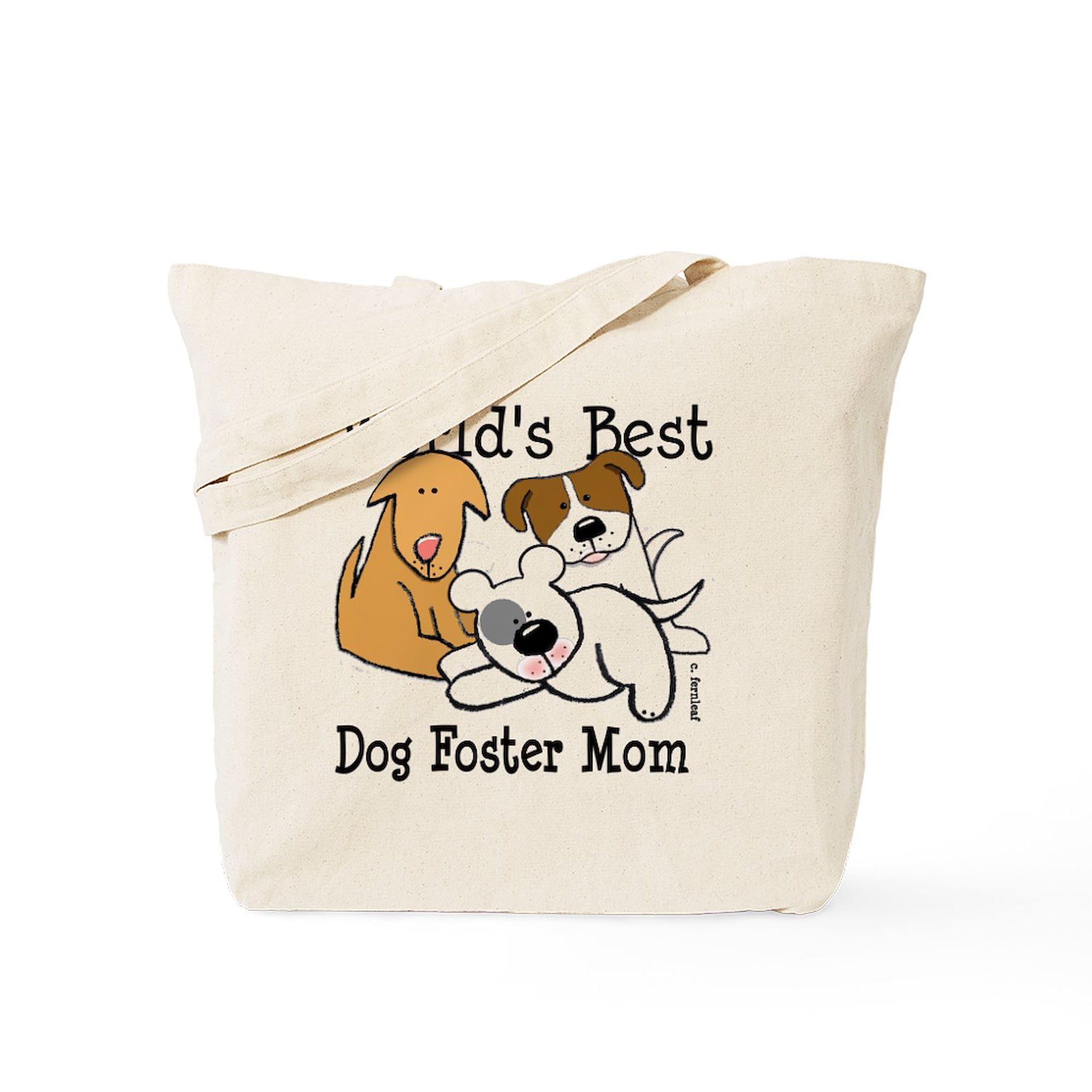CafePress World's Best Dog Foster Mom Tote Bag Reusable Natural Beige Canvas Shopping Bag