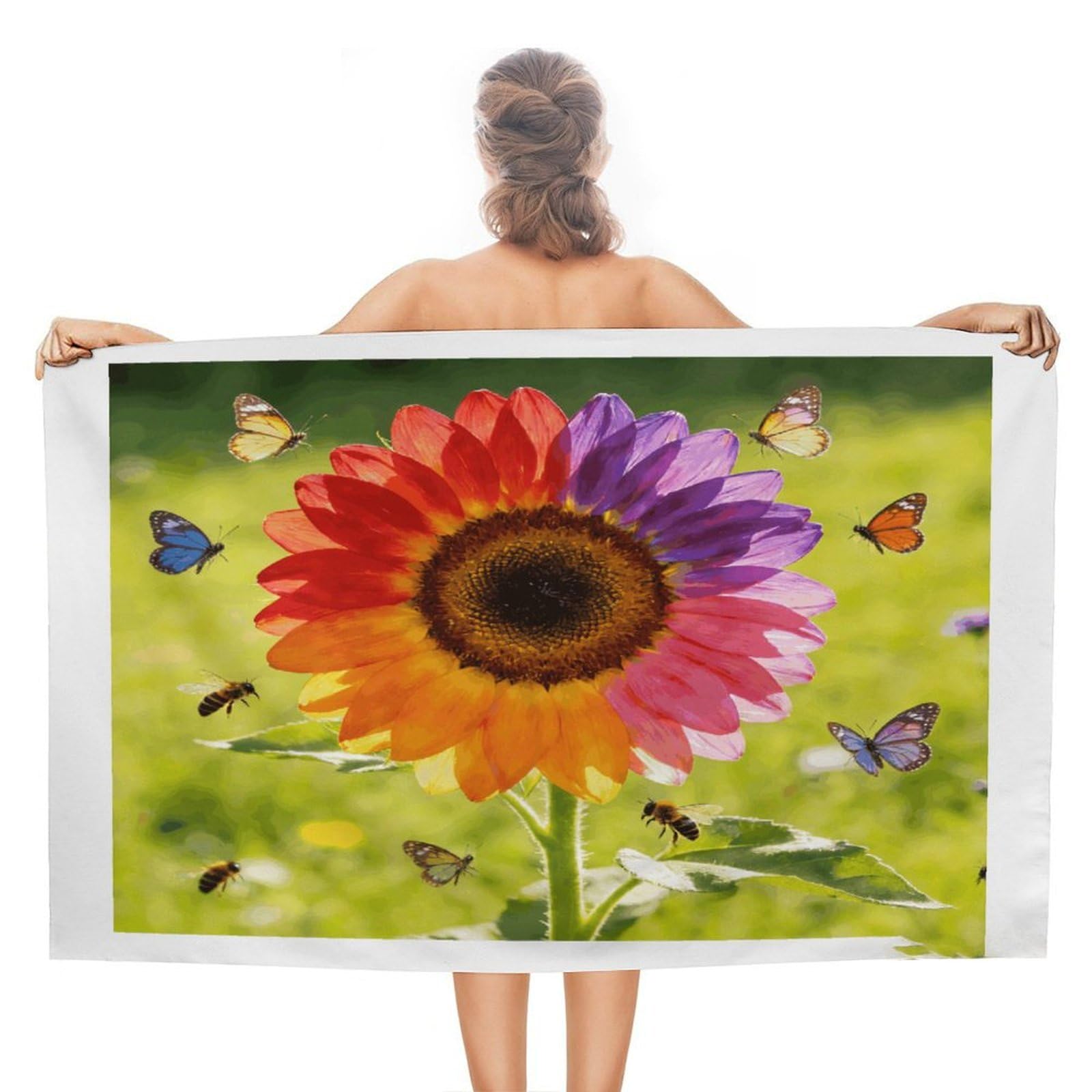 LZQPOEAS Colorful Sunflower Beach Towel 51x31 Inch Oversized Soft Bath Towel Luxury Plush Thick Hotel Swim Pool Towels Super Quick Dry Travel Towels for Camping Gym Sports Yoga