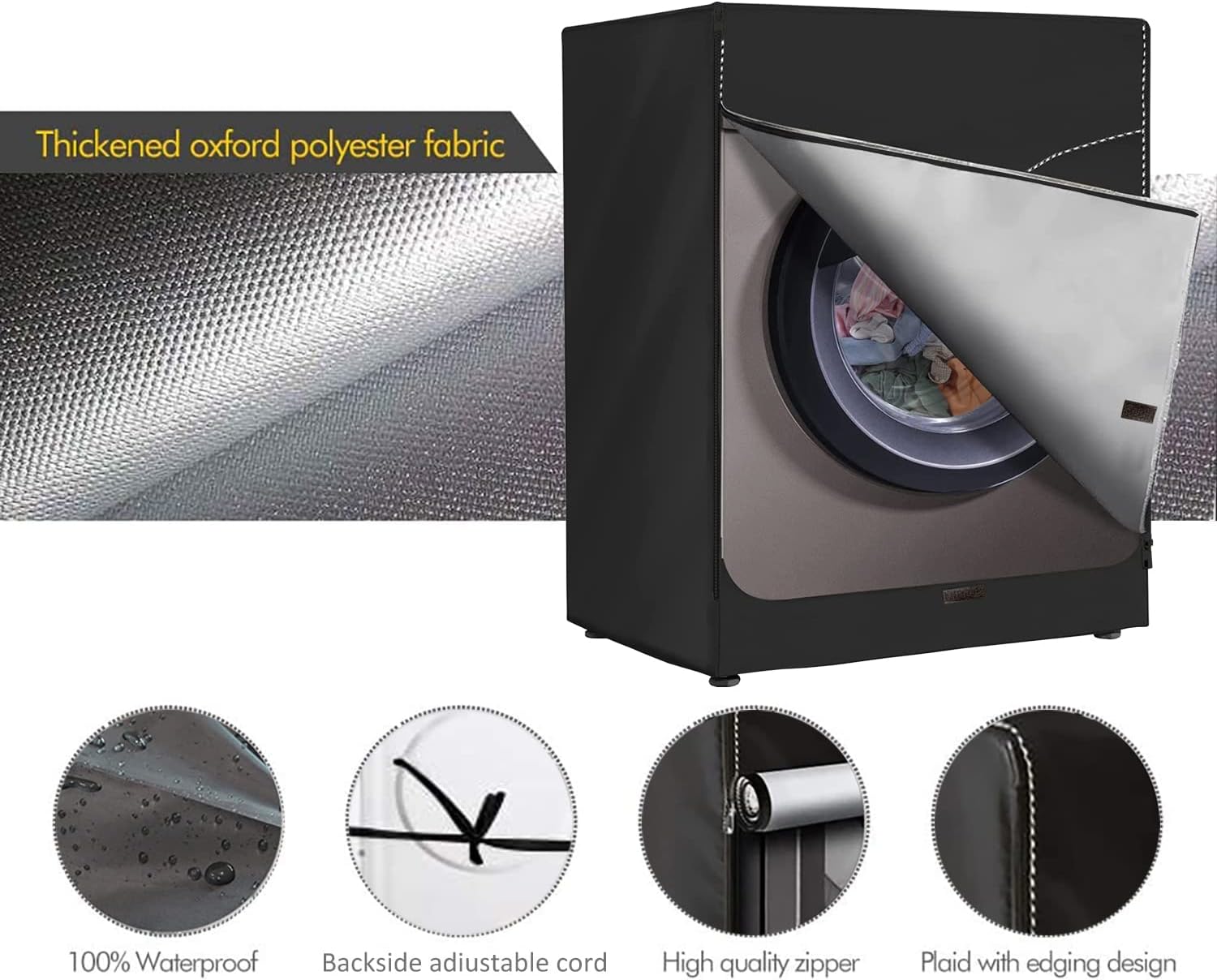 Portable washer/Dryer Cover for Front-loading Machine - Waterproof, Dustproof, Sun-Proof. (L-23.5"D23.5"W33.4"H)