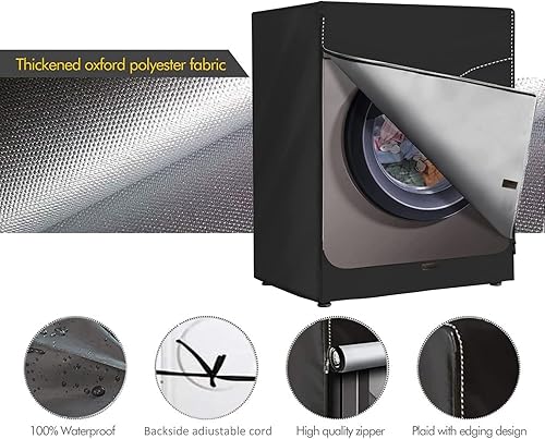 Miniatura 3 de Cubierta portátil para lavadorasecadora para máquina de carga frontal, impermeable, a prueba de polvo, a prueba de sol. (L-23.5"D23.5"W33.4"H)