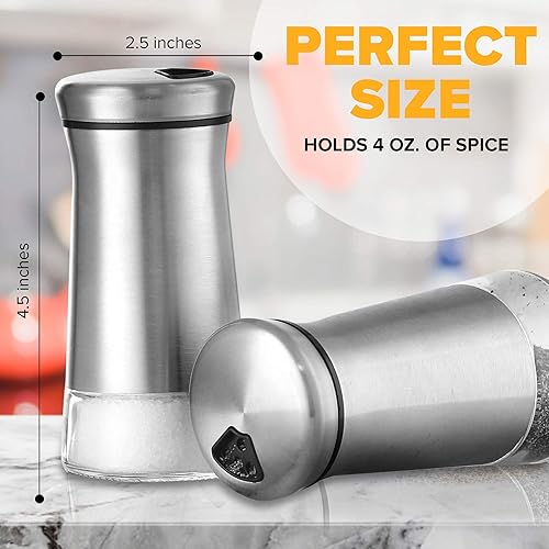 Miniatura 2 de The Original Salt Shaker - Dispensador de especias con orificios ajustables para verter - Acero inoxidable y vidrio 1 botella
