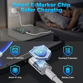 USB C to USB C Charger Cable, 2M 60W Type C Cable Lead Fast Charging, Phone Charger USB C iPhone Cable for Apple iPhone 17 16 15 Series MacBook iPad Pro/Air Samsung Galaxy S26/S25 Google Pixel 2Pack