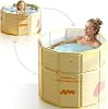 Dual-Height Foldable Bathtub for Adults, Kids & Pets, Non-Inflatable Portable Soaking Tub, 2-in-1 Convertible Rim for Deep Soak or Dog Wash, Compact Cold Plunge & Hot SPA(Yellow, 70x70 CM)