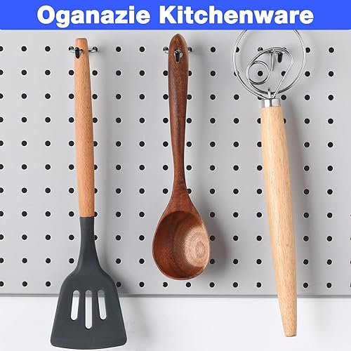 Miniatura 11 de Moxweyeni 100 ganchos para tablero de clavijas, organizador de accesorios para colgar de acero inoxidable, ganchos de pared para tablero de clavijas