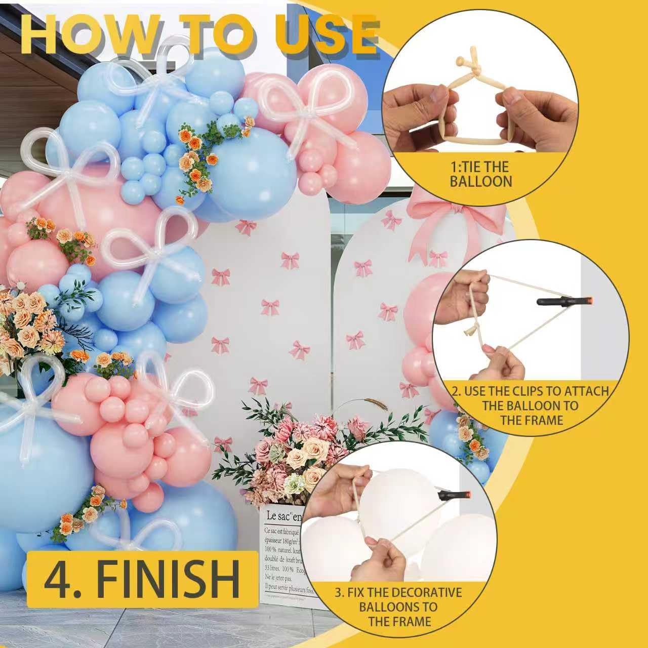 12 Pack Balloon Arch Clips, Balloons Arch Kit for Party Decorations, Black | 100PCS Clear 260 Long Balloons & Multiple Accessories, Create Stunning DIY Backdrops for Parties, Weddings & Events