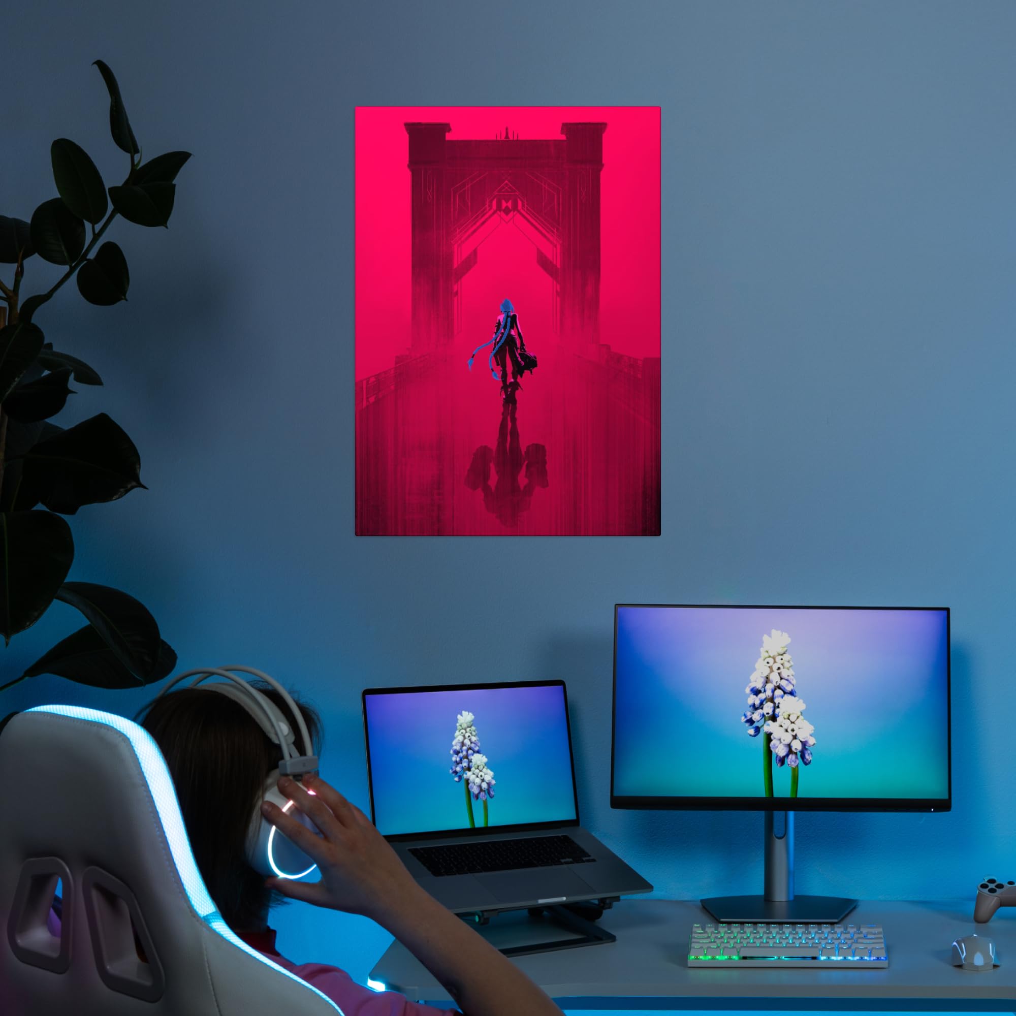 Displate Póster de Arcano de Metal, Arcano, Arcano, Arcano, Arcano, Merchandising League of Legends, Póster de Crossing the Bridge, 32 x 45 cm