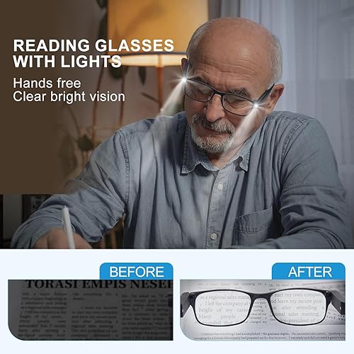 Miniatura 2 de OuShiun Gafas de lectura con lectores de luz LED, bloqueo de luz azul, antifatiga ocular, gafas iluminadas nocturnas