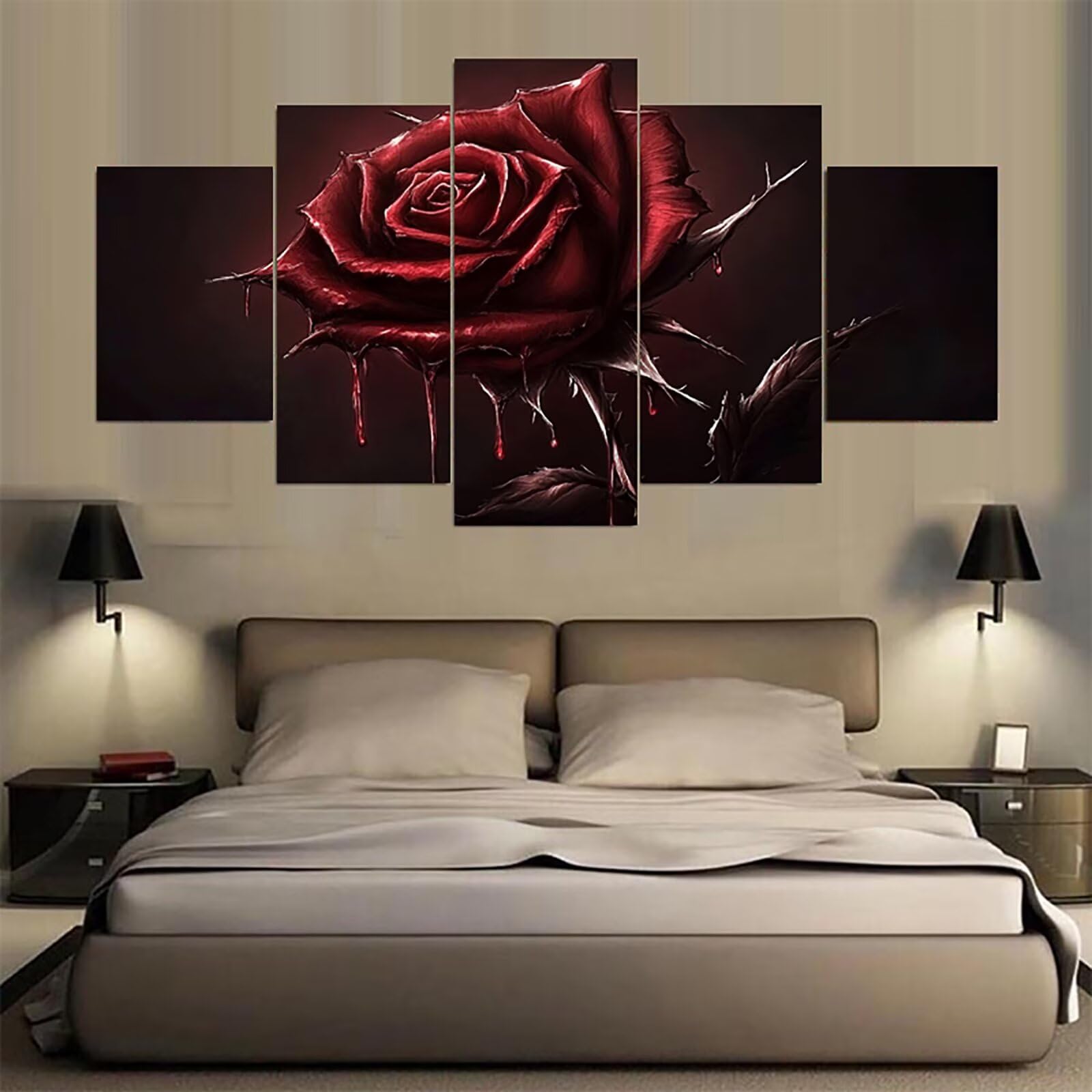 Diamond Painting Erwachsene Groß XXL 5 Teilig 100x200cm, 5D Diamond Painting Blume Diamant Paintings Bilder Bastel Sets, DIY Malen Nach Zahlen Erwachsene, Bausätze für Diamantmalerei Rosen 0m-1018