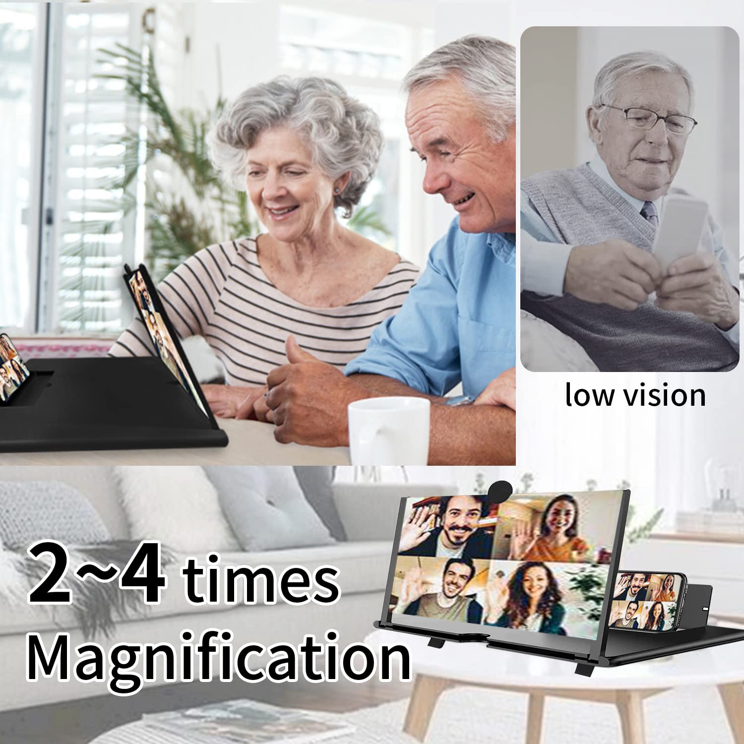 Lupa de pantalla de 16 pulgadas para smartphone, teléfono celular plegable, lupa 3D, pantalla ampliadora para películas, videos y juegos