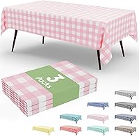 Vista 50 de Smiry Paquete de 10 Manteles Desechables de Cuadros Vichy Azules - 54" x 108" Mantel de Plástico de Servicio Pesado, Cubiertas de Mesa Impermeables