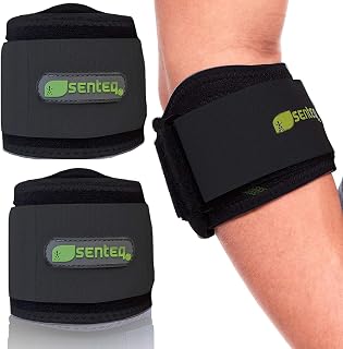 SENTEQ Tennis Elbow Brace, Elbow Brace for Tendonitis and Tennis Elbow with Neoprene Wraps, Comfortable Golfers Elbow Straps Band, Adjustable Tennis Elbow Brace for Men & Women (Black, Pack of 2)