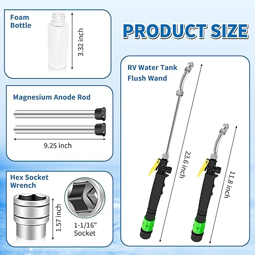 Miniatura 2 de Boltigen Kit de 6 varillas de ánodo para calentador de agua para autocaravana, varilla de magnesio NPT de 9.25 pulgadas de largo x 34 pulgadas con