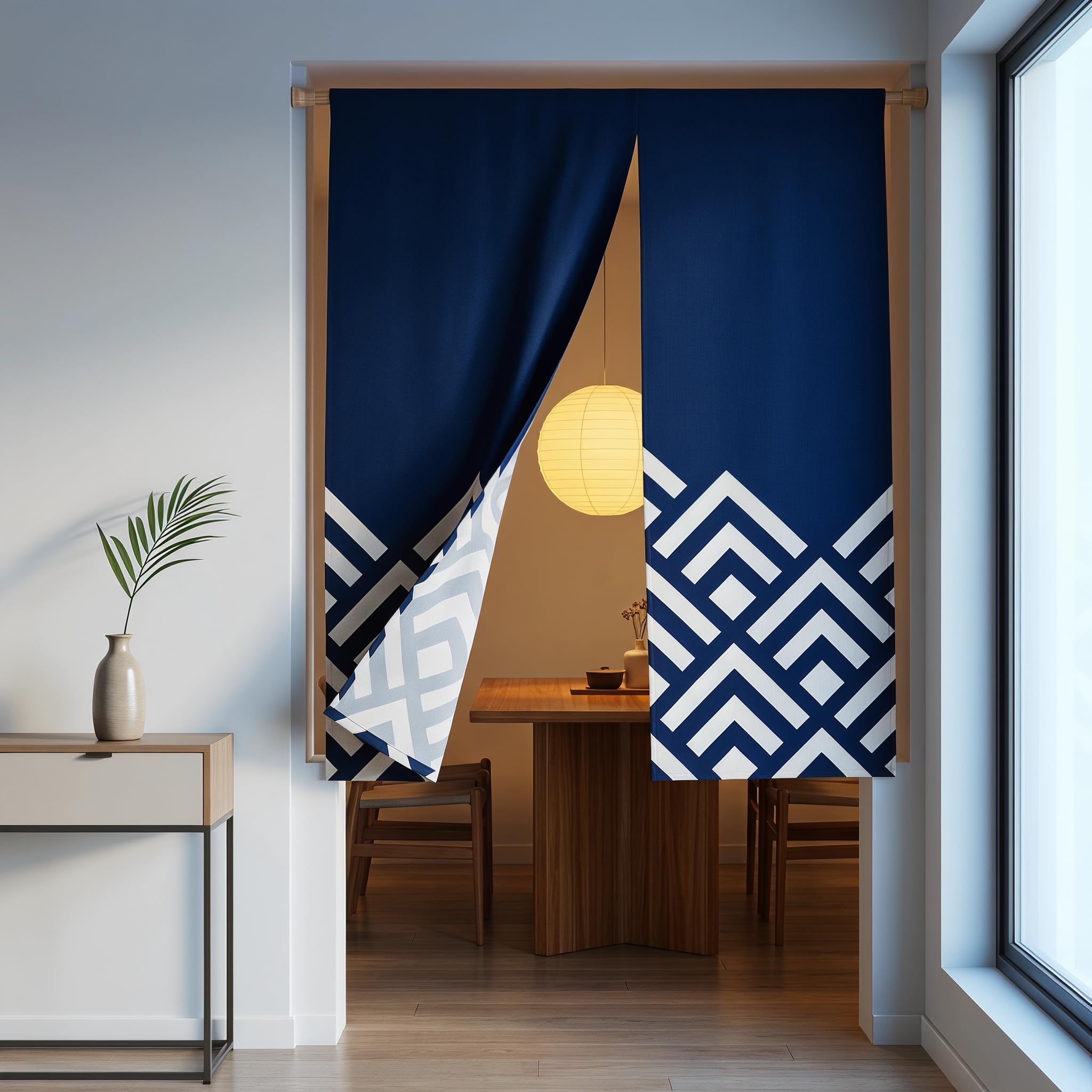 Noren Tenda Giapponese della Porta Tappezzeria Divisorie Lunga Tappezzeria Giapponese della Porta Tenda per Decorazione Porta Finestra Cucina triangolo 80 x 150 cm