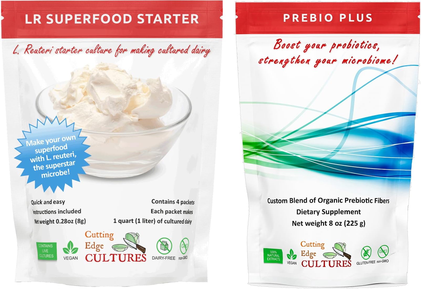Cutting Edge Cultures LR SuperFood Starter Culture + Prebio Plus L. Reuteri ProBiotic Low and Slow Yogurt Cultured Dairy Lactobacillus Prebiotic Fiber (LR & Prebio Plus)