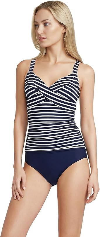 Lands' End Women's Chlorine Resistant Wrap Tankini Swimsuit Top