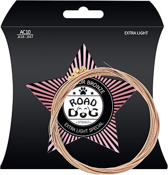 Road Dog Acoustic Guitar Strings 1 Pack, PVD Ion Coated Nickel Steel Alloy, Smooth Play, Long Lasting Bright Tone, 10-47 Extra Light