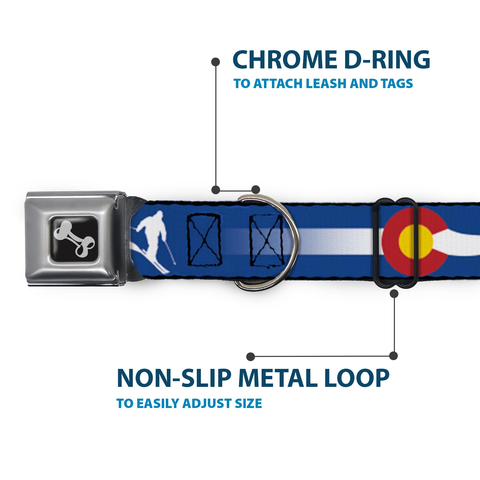 Buckle-Down DC-W35511-WM - Cinturón de Seguridad para Perro, Talla M, Color Azul, Blanco, Rojo y Amarillo