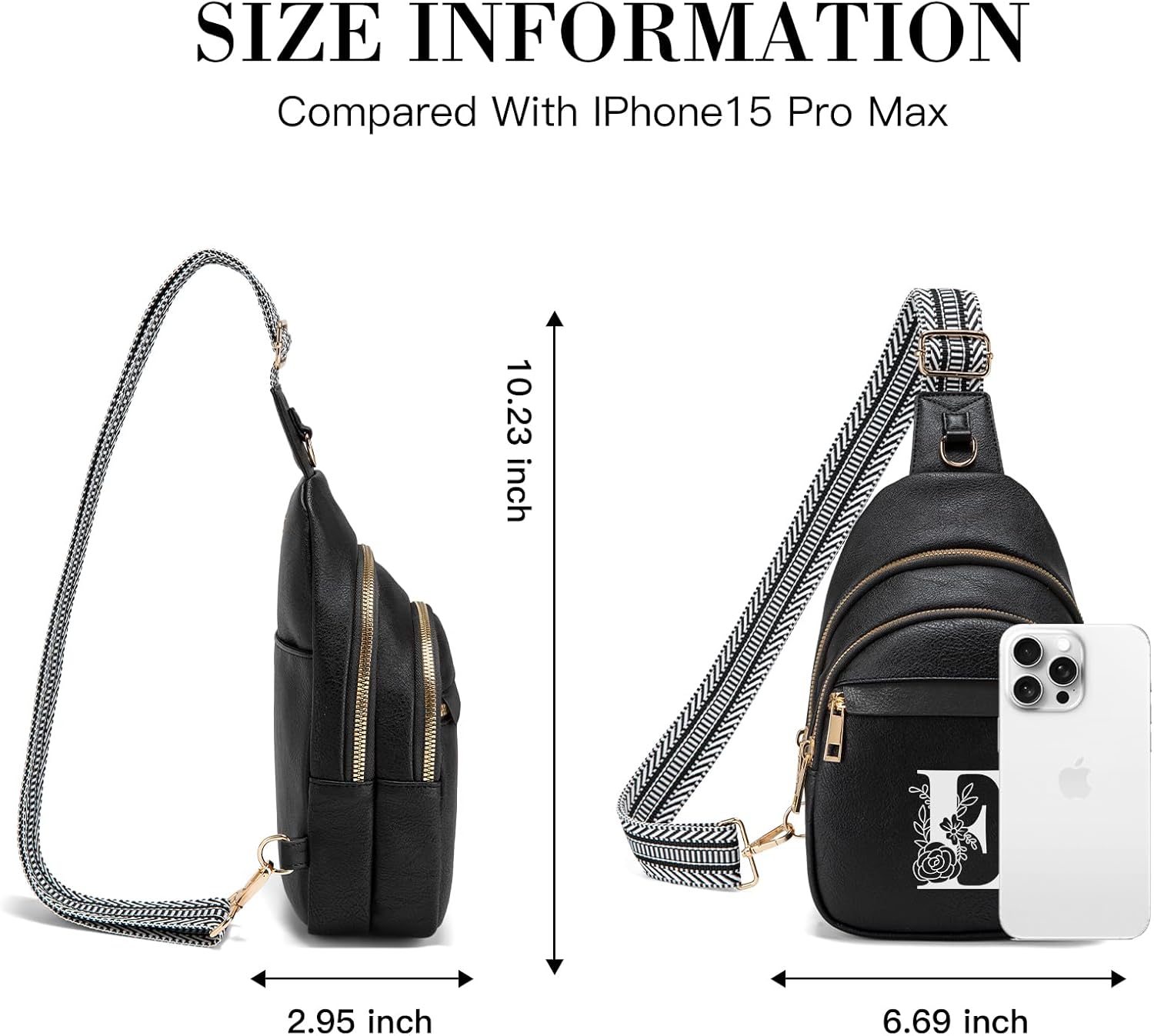 Viverte Sling Bag for Women Personalized Gifts Pu Leather Initial Crossbody Bags Purses for Women Waist Pack