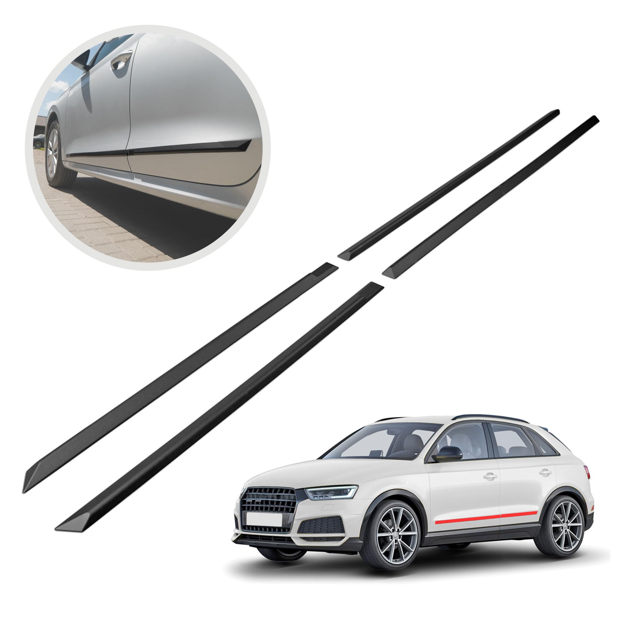 CHROMEMASTER | Molduras Protectoras Laterales para Puertas de Coche | Compatibles con Audi Q3 2011-2018 | El plastico | Molduras protegen Las Puertas del Coche de daños
