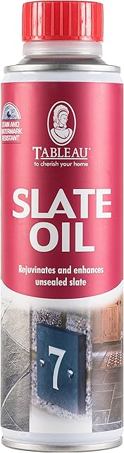 Tableau Slate Oil, Rejuvenating Oil for Use on Any Unsealed Slate to Quickly Restore Natural Beauty, Clear. 250ml
